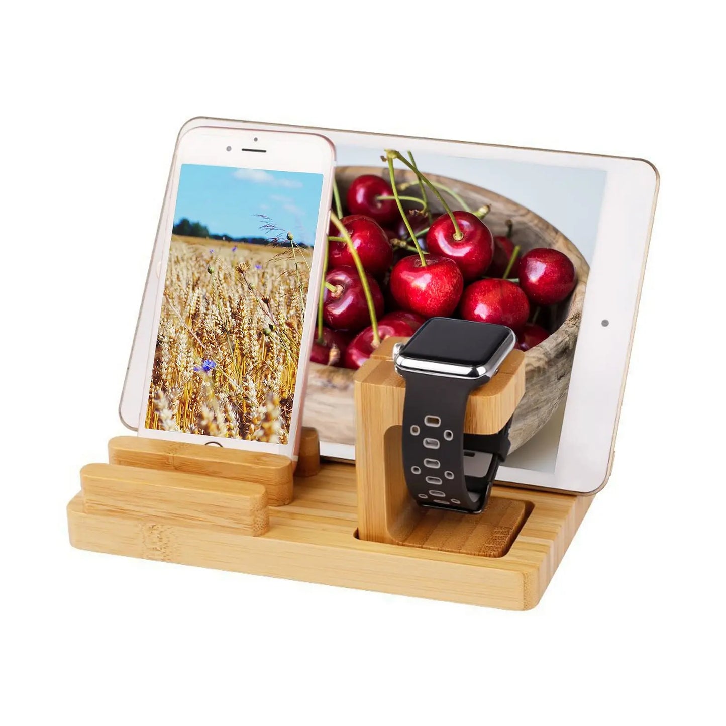 Bamboo 4 Port Charging Stand Yellow Crius