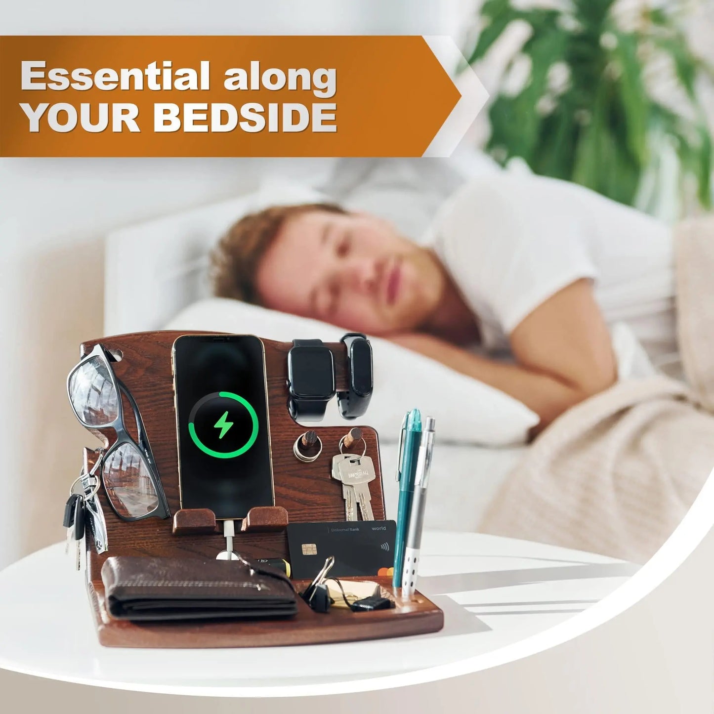 Wood Phone Docking Station Periwinkle Eros