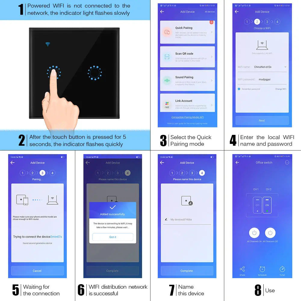 Smart Home Touch Light Switch Teal Simba