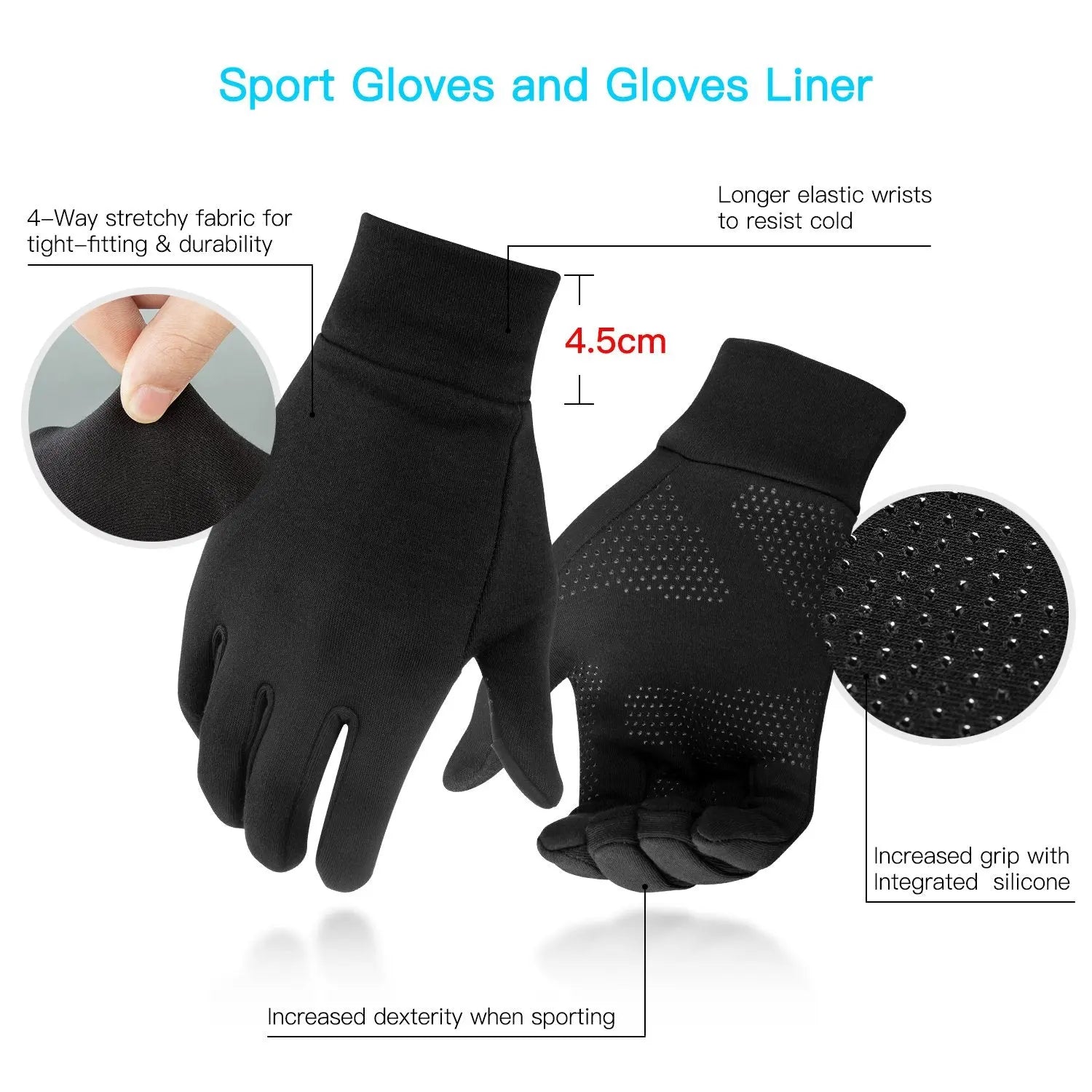 Lightweight Running Gloves Indigo Eurybia