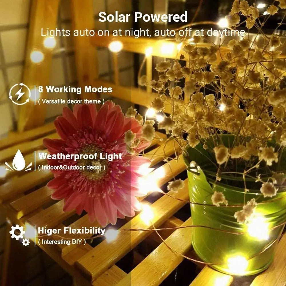 Indoor Solar Powered String Lights Pink Iolaus