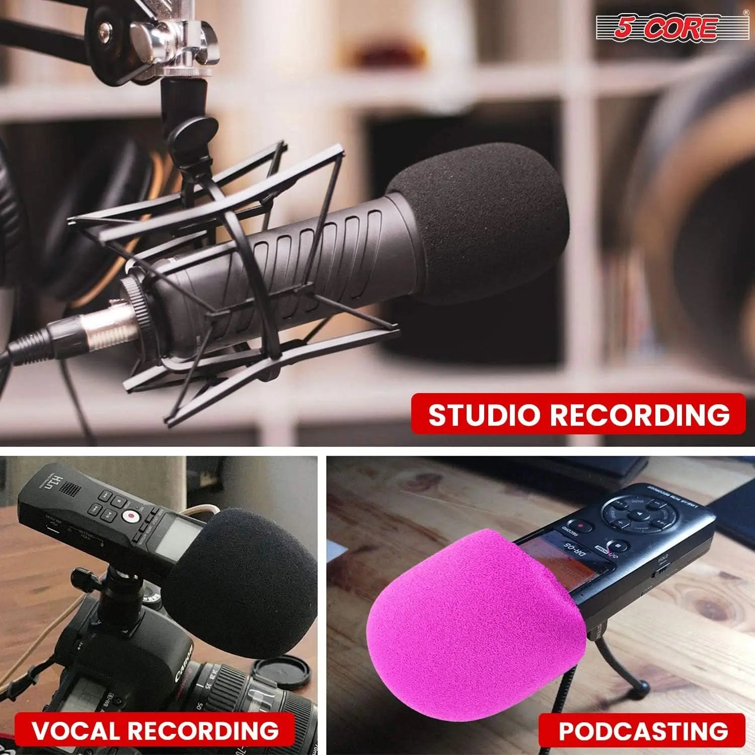 Foam Microphone Cover Violet Rose