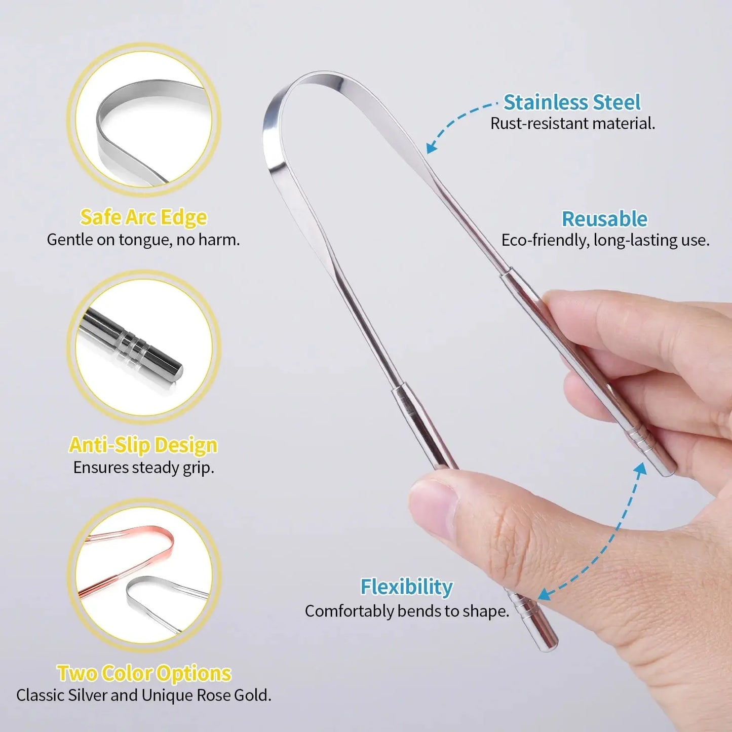 Stainless Steel Tongue Scrapers Pink Iolaus