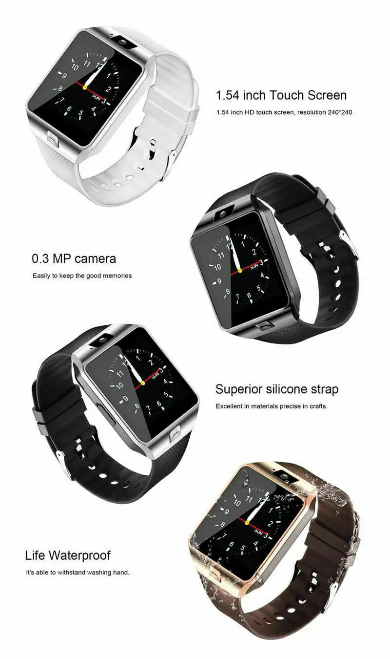Waterproof Bluetooth Smart Watch W/Camera Puce Gaia
