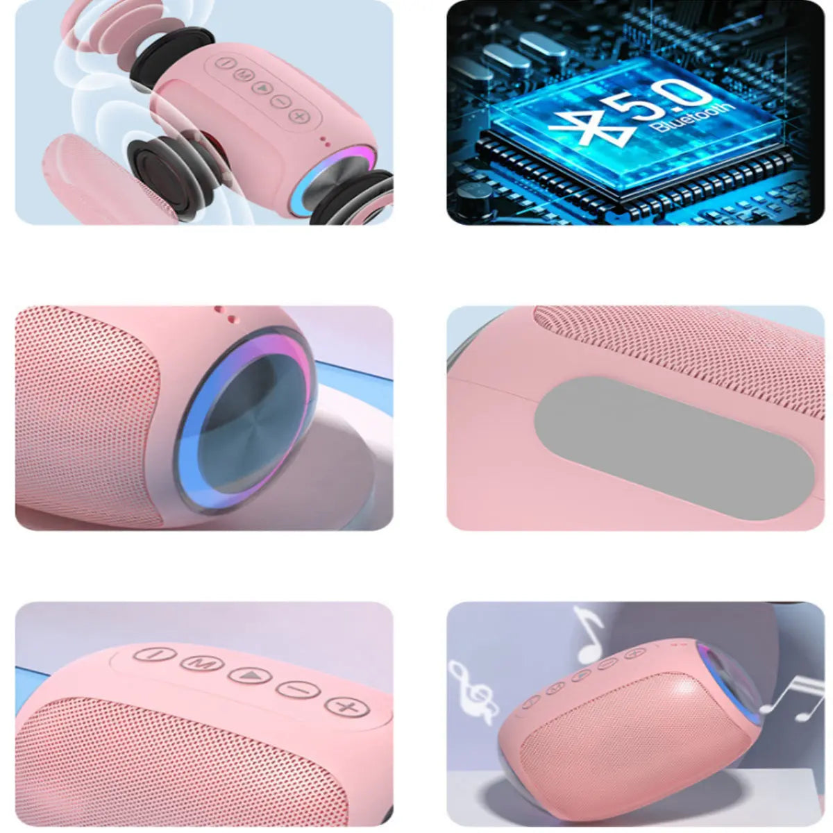 Oval Drum Bluetooth Speaker Light Salmon Lucky