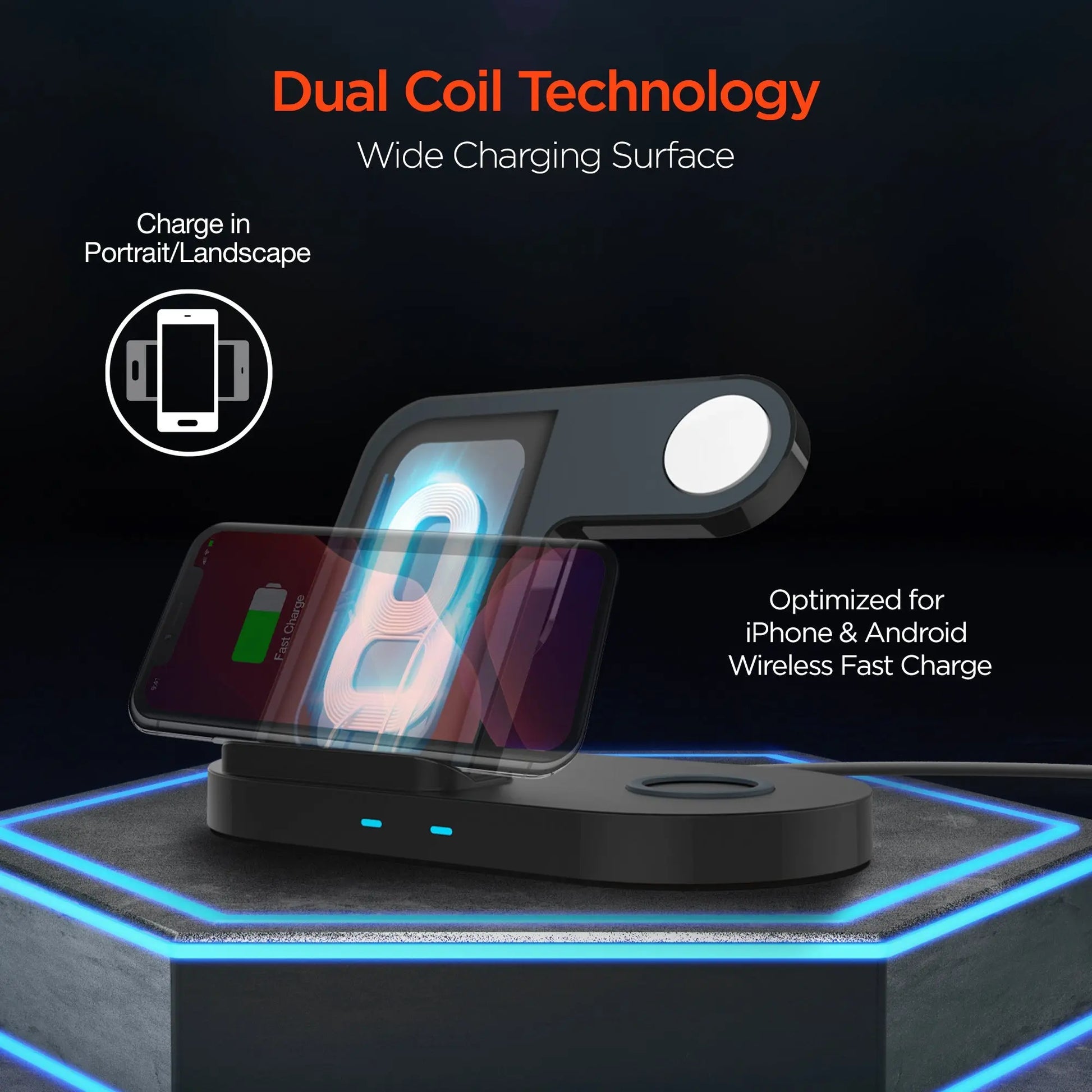 HyperGear 3-In-1 Wireless Charging Dock Sky Iapetus