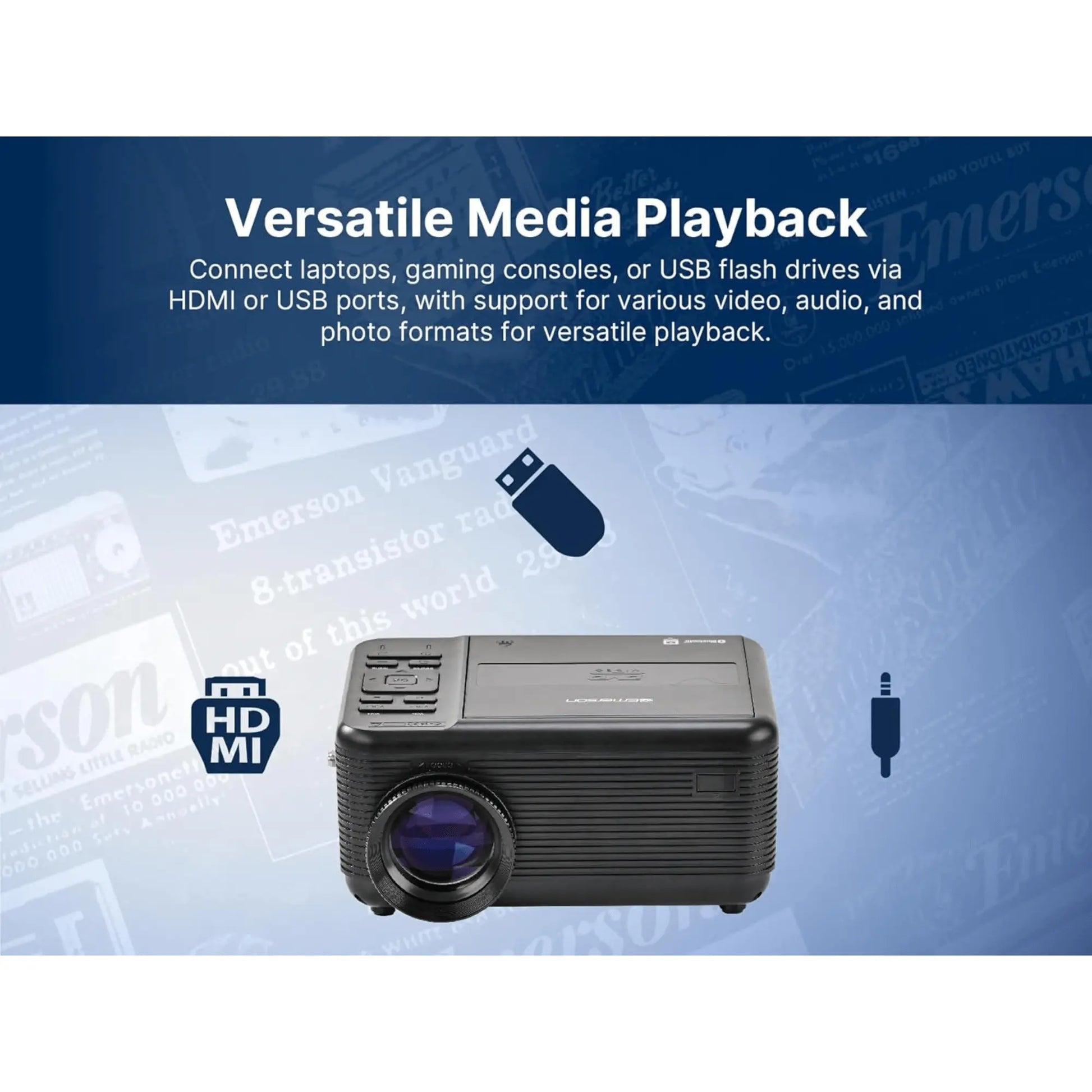 Emerson 120" Home Theater Projector Sky Iapetus