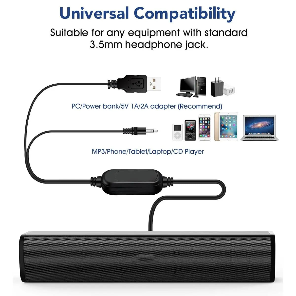 Desktop PC Portable Soundbar Bar Yellow Pandora