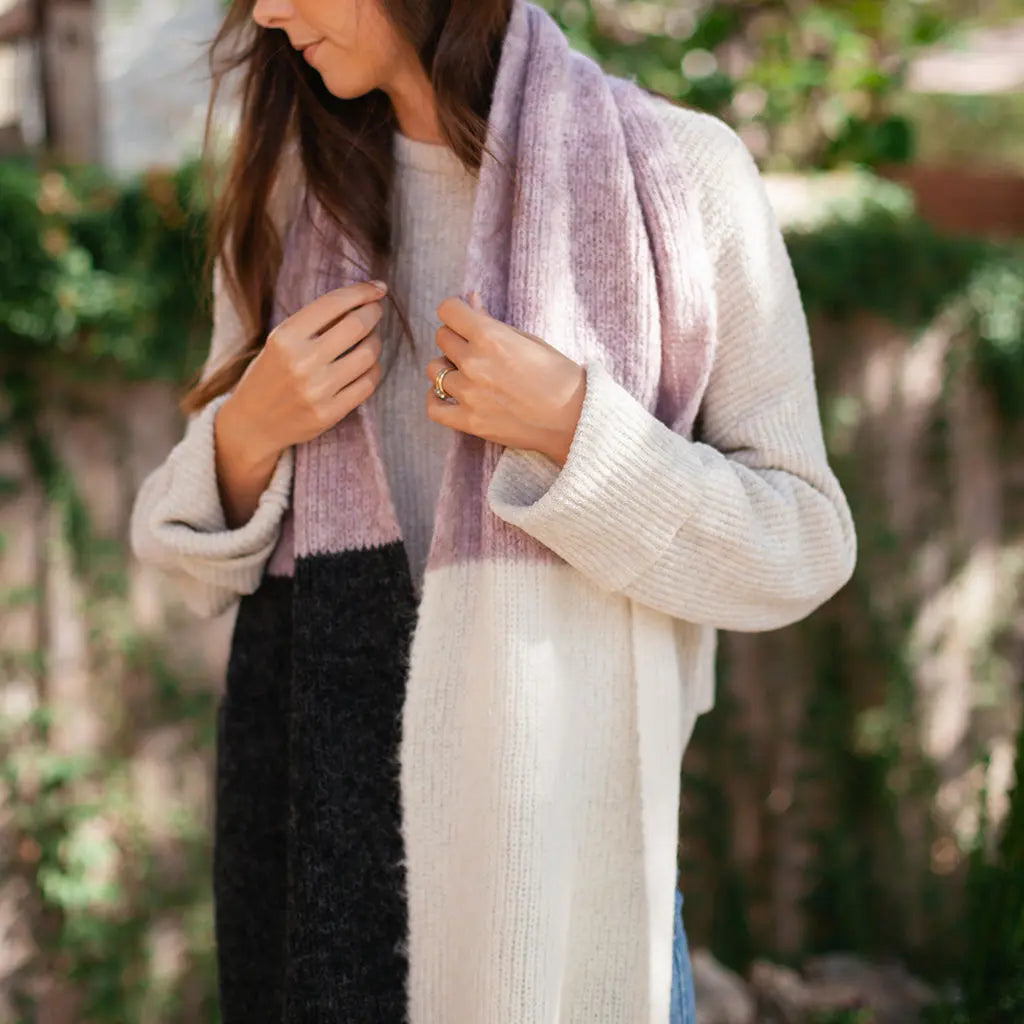 Blush Color Block Alpaca Scarf Ariel