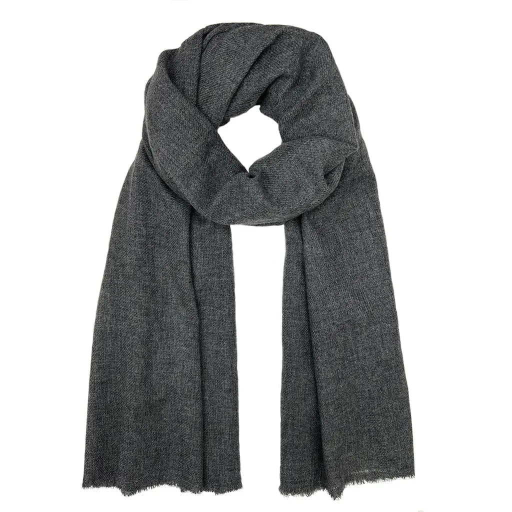 Charcoal Handloom Cashmere Scarf Ariel