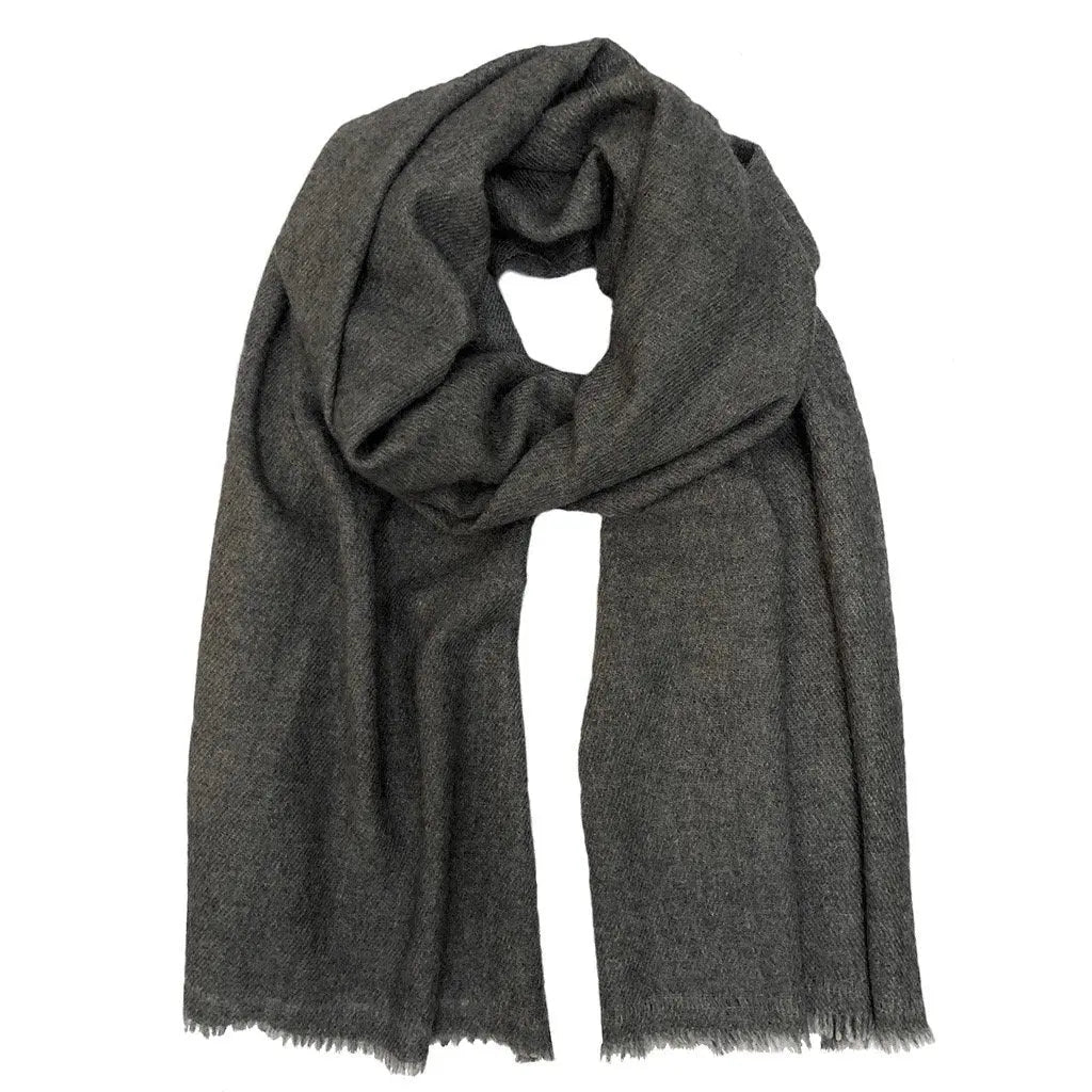 Charcoal Handloom Cashmere Scarf Ariel