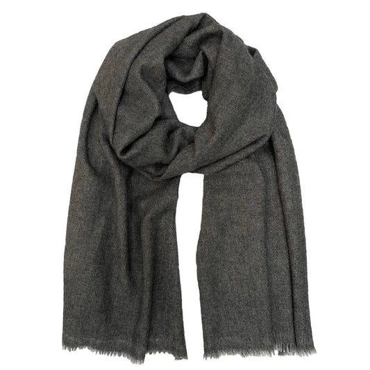 Charcoal Handloom Cashmere Scarf Ariel