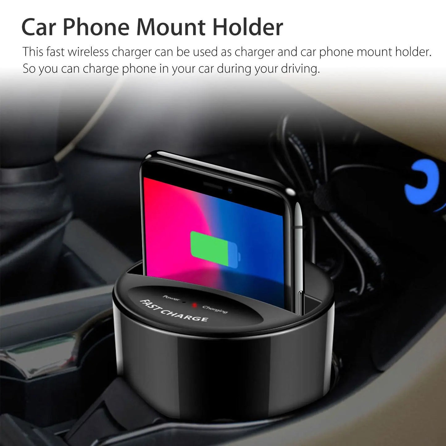 Wireless Car Charger Cup Holder Teal Simba