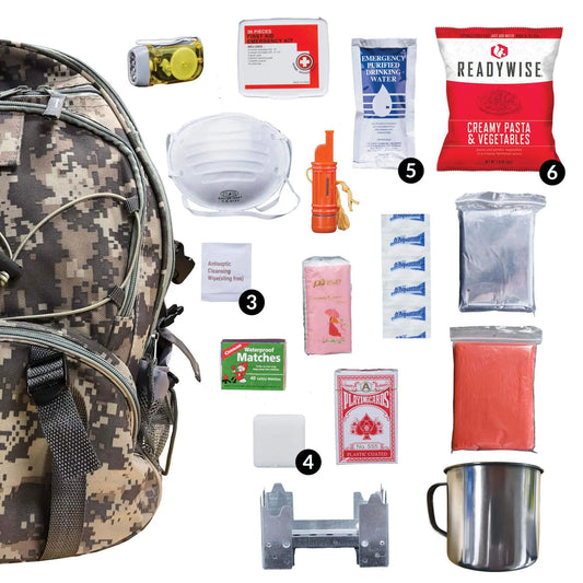 Camouflage 64 Piece Survival Backpack Peach Coconut