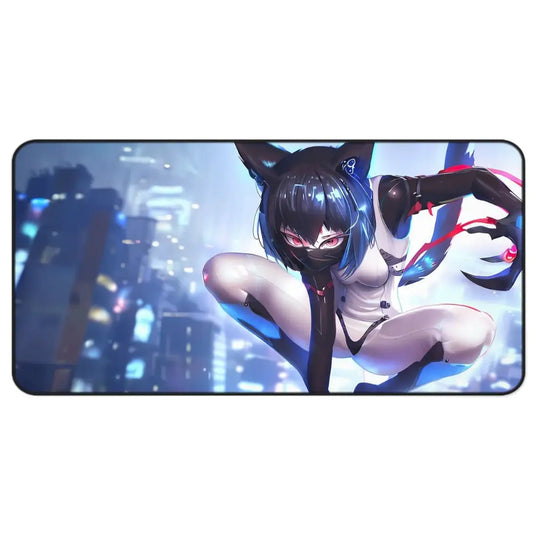 Cyborg Cat Girl Mouse Pad Yellow Pandora