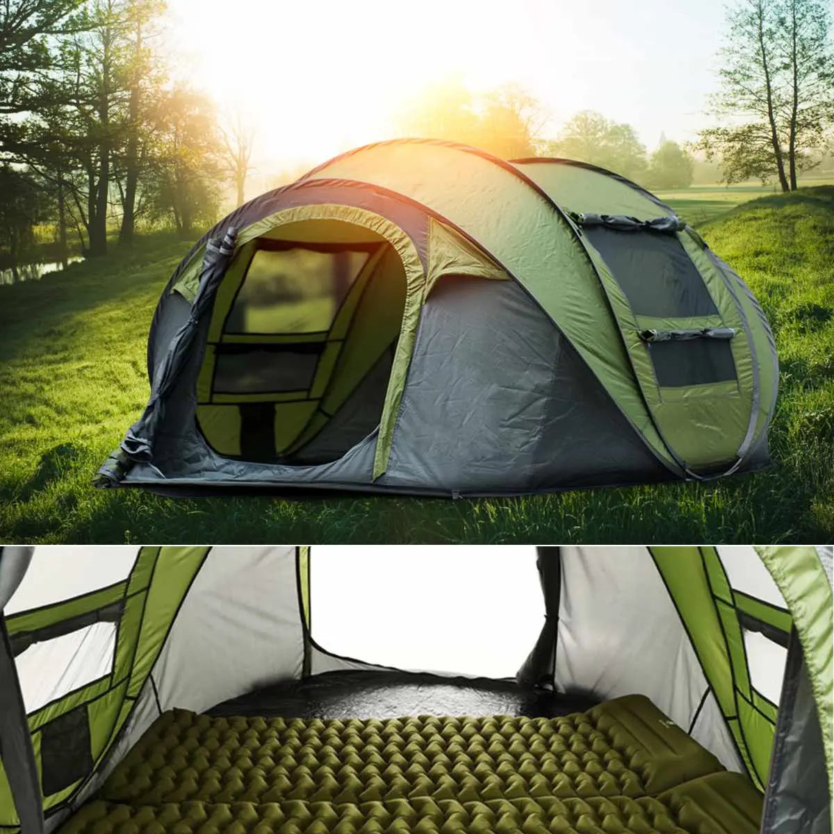 Large Automatic Pop-Up Camping Tent Yellow Pandora