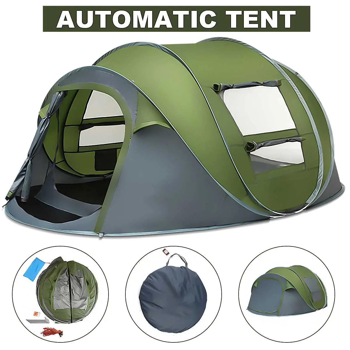 Large Automatic Pop-Up Camping Tent Yellow Pandora